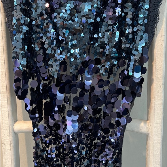 Free people Melrose sequin n lace nwt holiday backless midnight blue bodysuit M - Picture 7 of 14